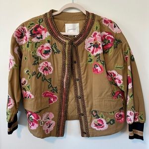 Anthropologie- Maeve Needlepoint Bomber Jacket
